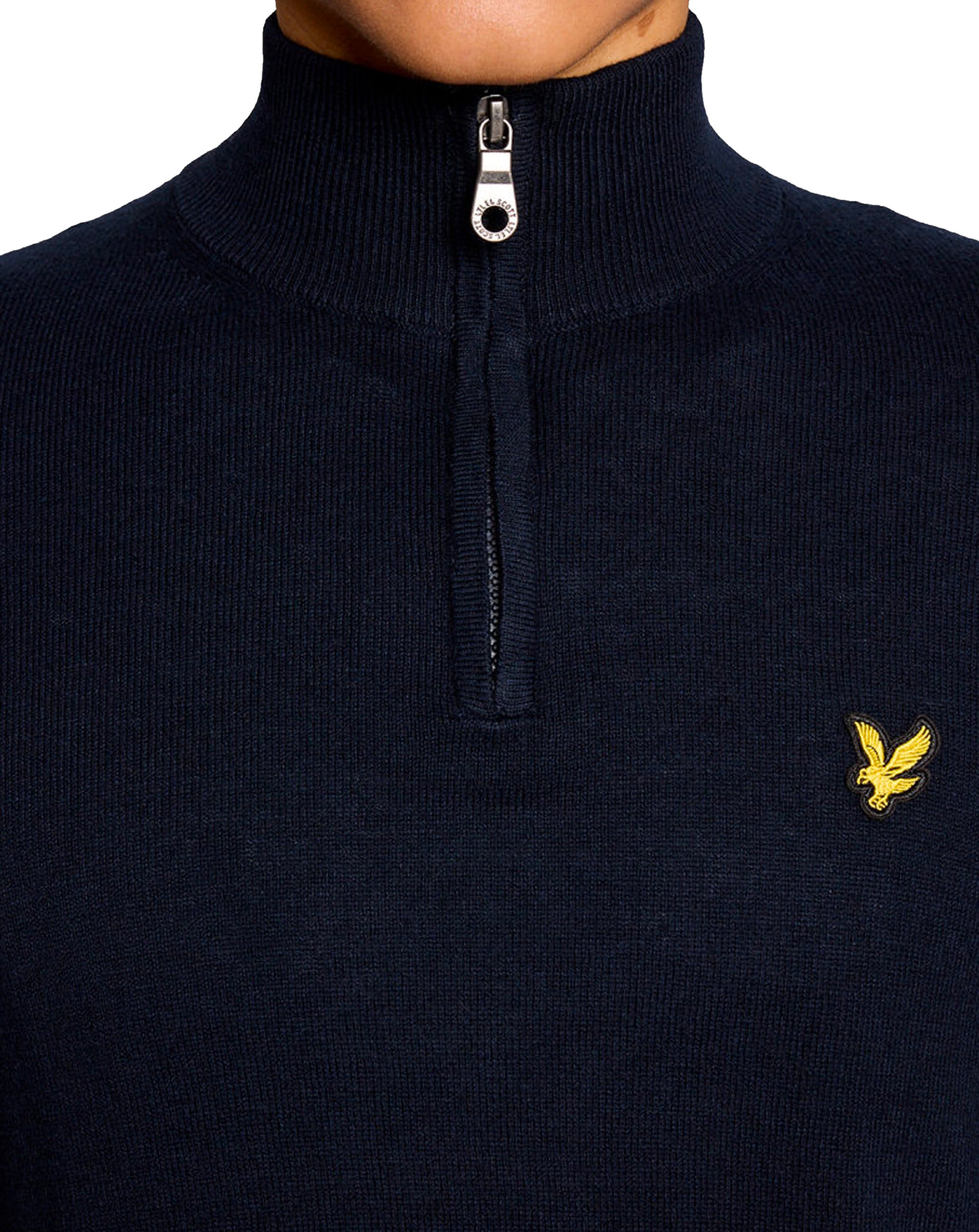Lyle & Scott Cotton Merino Quarter Zip Jumper DARK NAVY