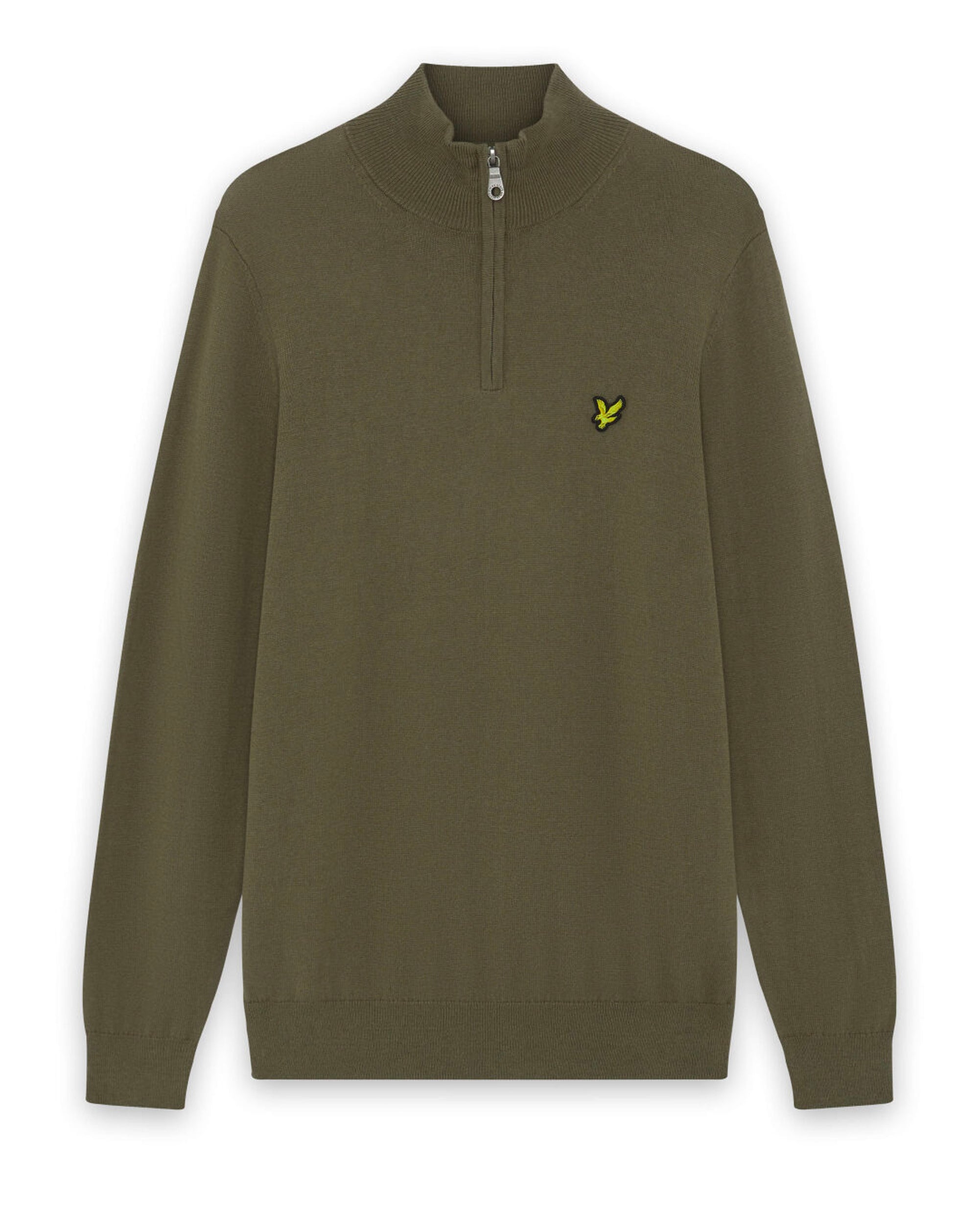 Lyle & Scott Cotton Merino Quarter Zip Jumper Khaki Ash