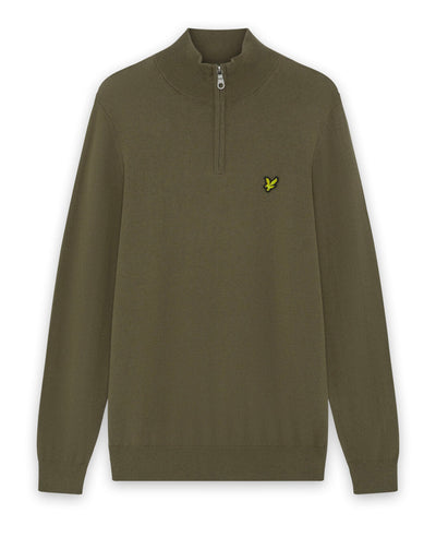 Lyle & Scott Cotton Merino Quarter Zip Jumper Khaki Ash