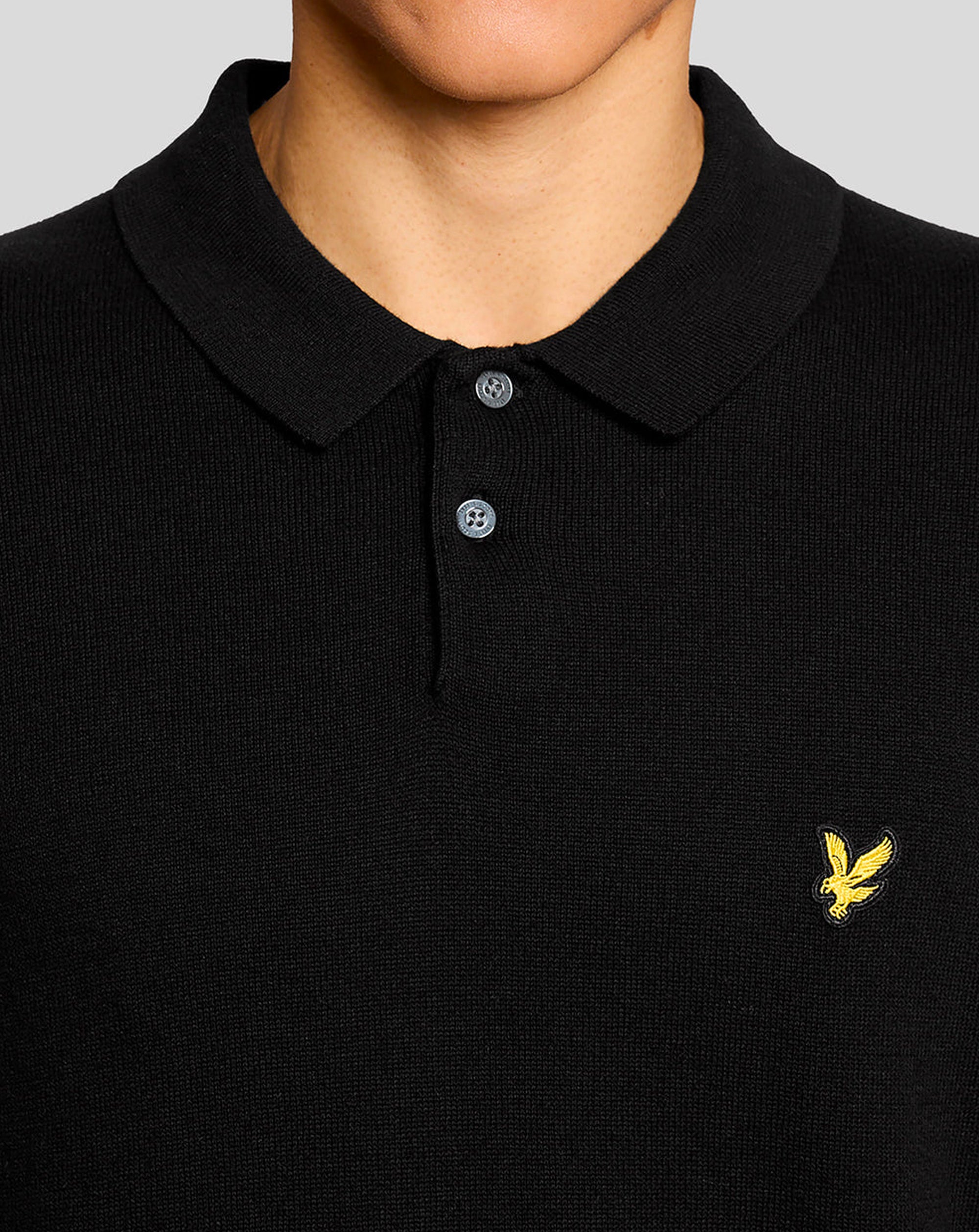 Lyle & Scott Cotton Short Sleeve Knitted Polo JET BLACK