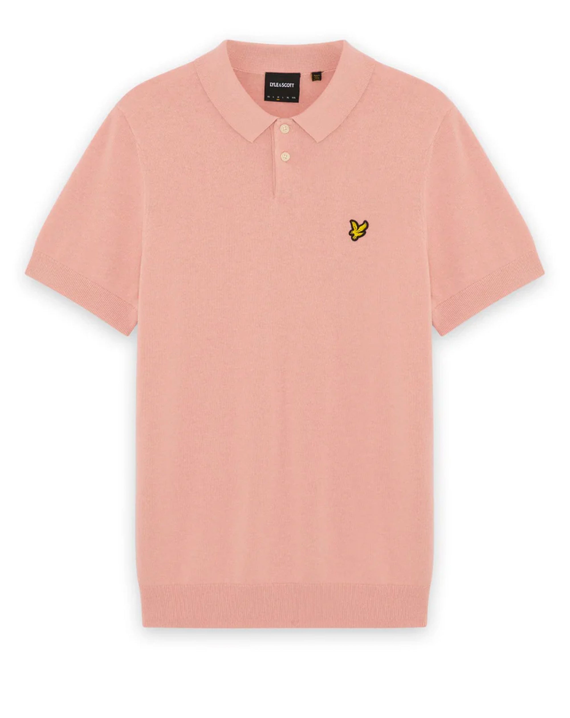 Lyle & Scott Cotton Short Sleeve Knitted Polo Pink Grapefruit