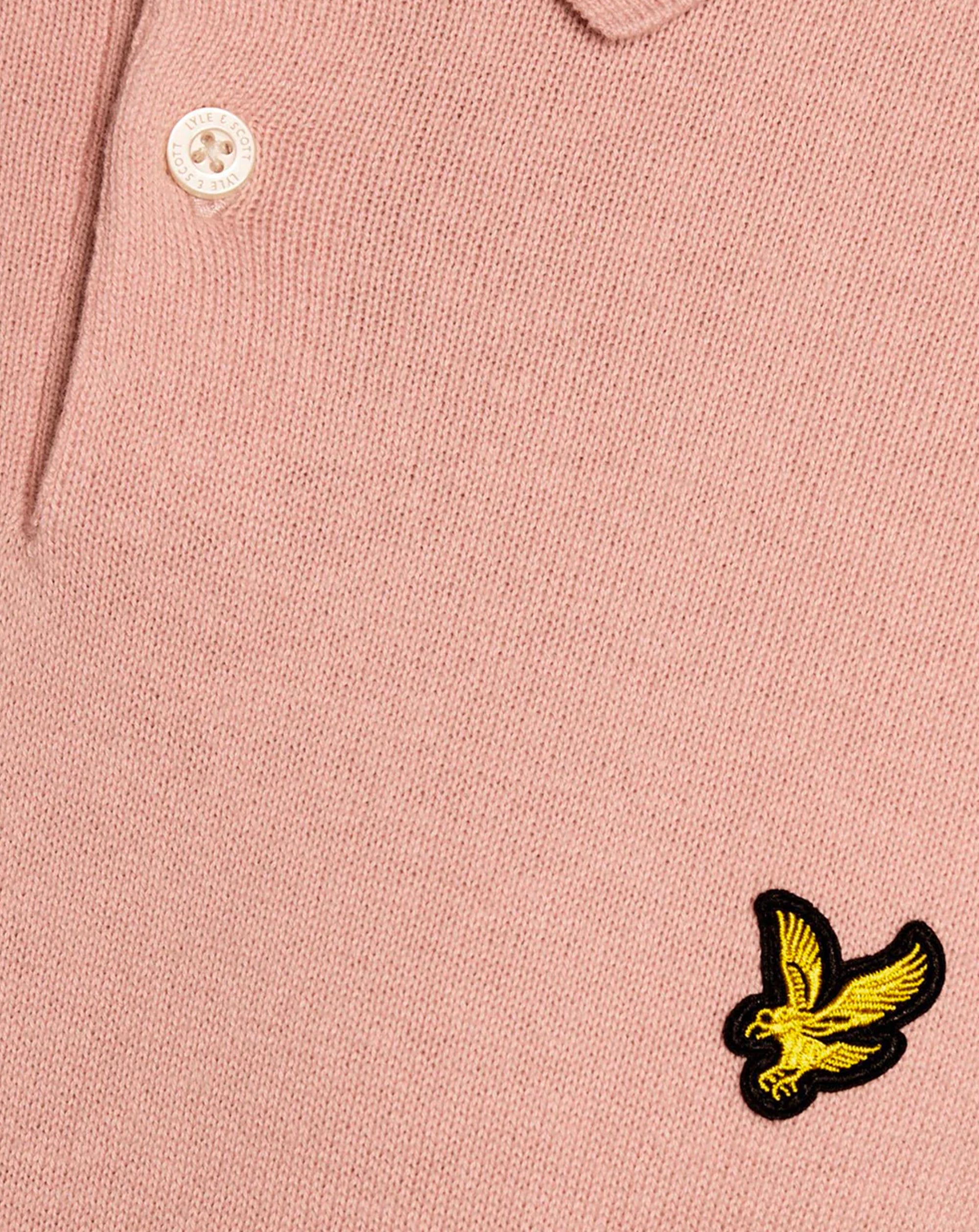 Lyle & Scott Cotton Short Sleeve Knitted Polo Pink Grapefruit
