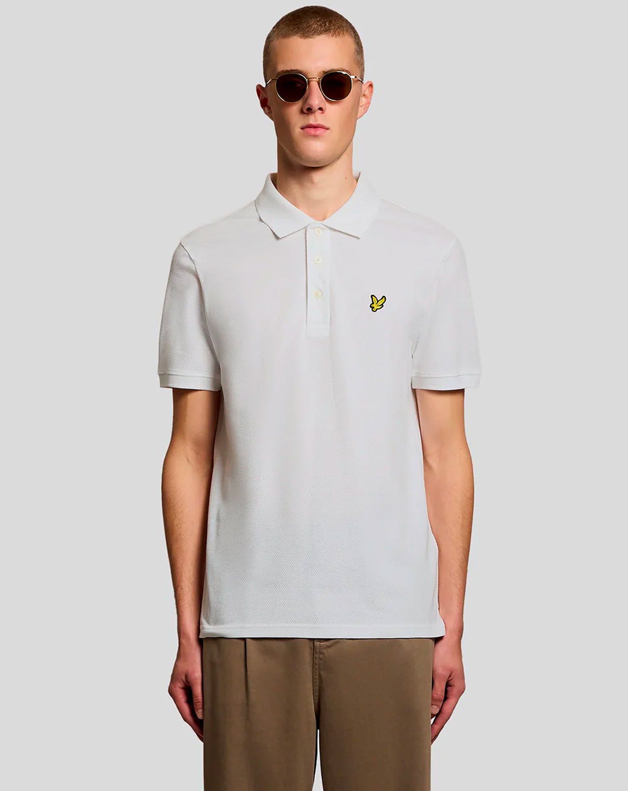 Lyle & Scott Popcorn Jacquard Polo Shirt WHITE