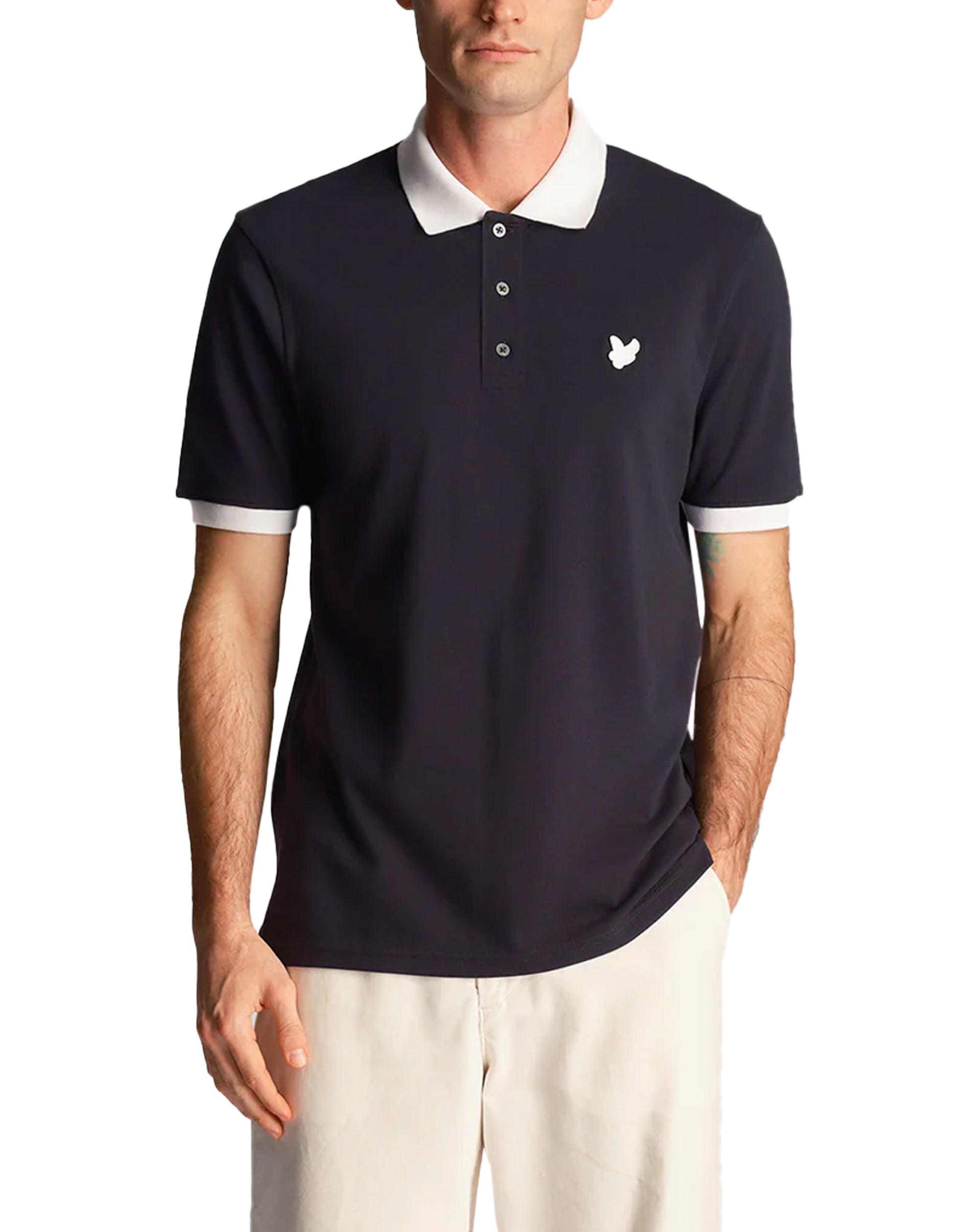 Lyle & Scott Ringer Polo T Shirt Navy / White
