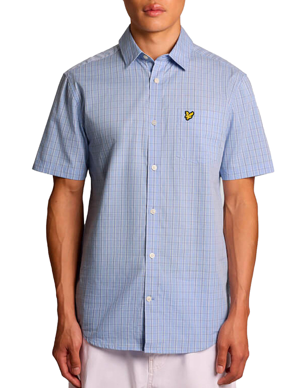 Lyle & Scott Short Sleeve Grid Check Shirt CHALK BLUE