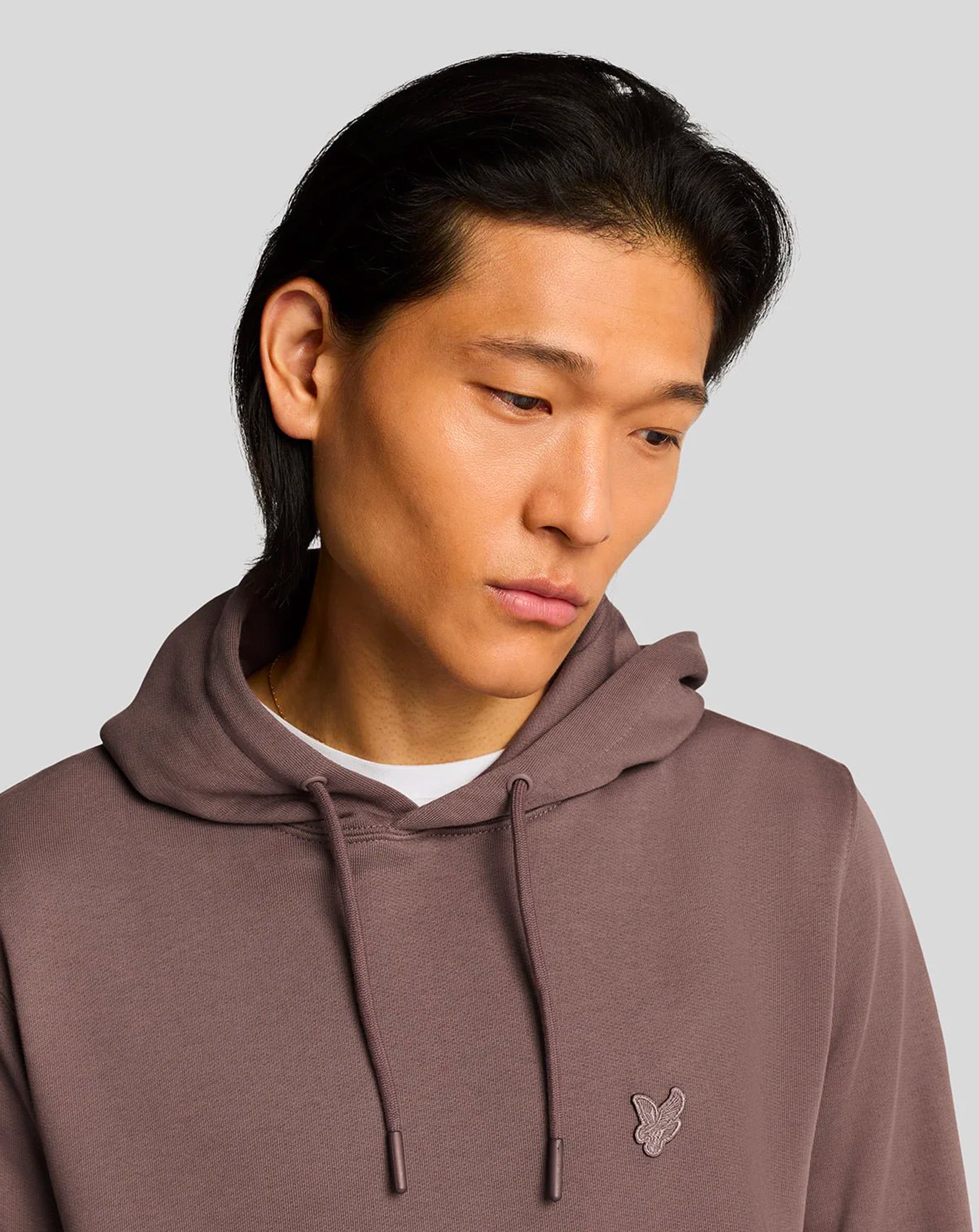 Lyle & Scott Lyle superfine pullover hoodie PLUM TRUFFEL