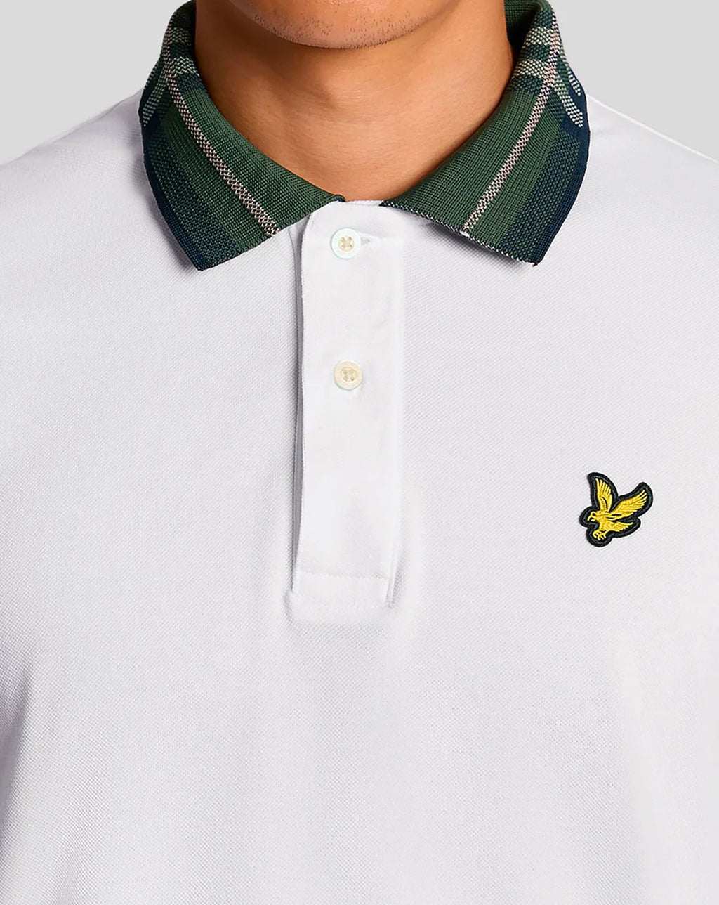 Lyle & Scott Tartan Collar Polo Shirt WHITE