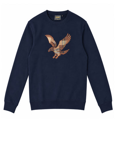 Lyle & Scott Tartan Eagle Crew Neck Sweatshirt DARK NAVY