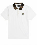 Lyle & Scott Archive Tartan collar polo shirt heritage inspired white/brown