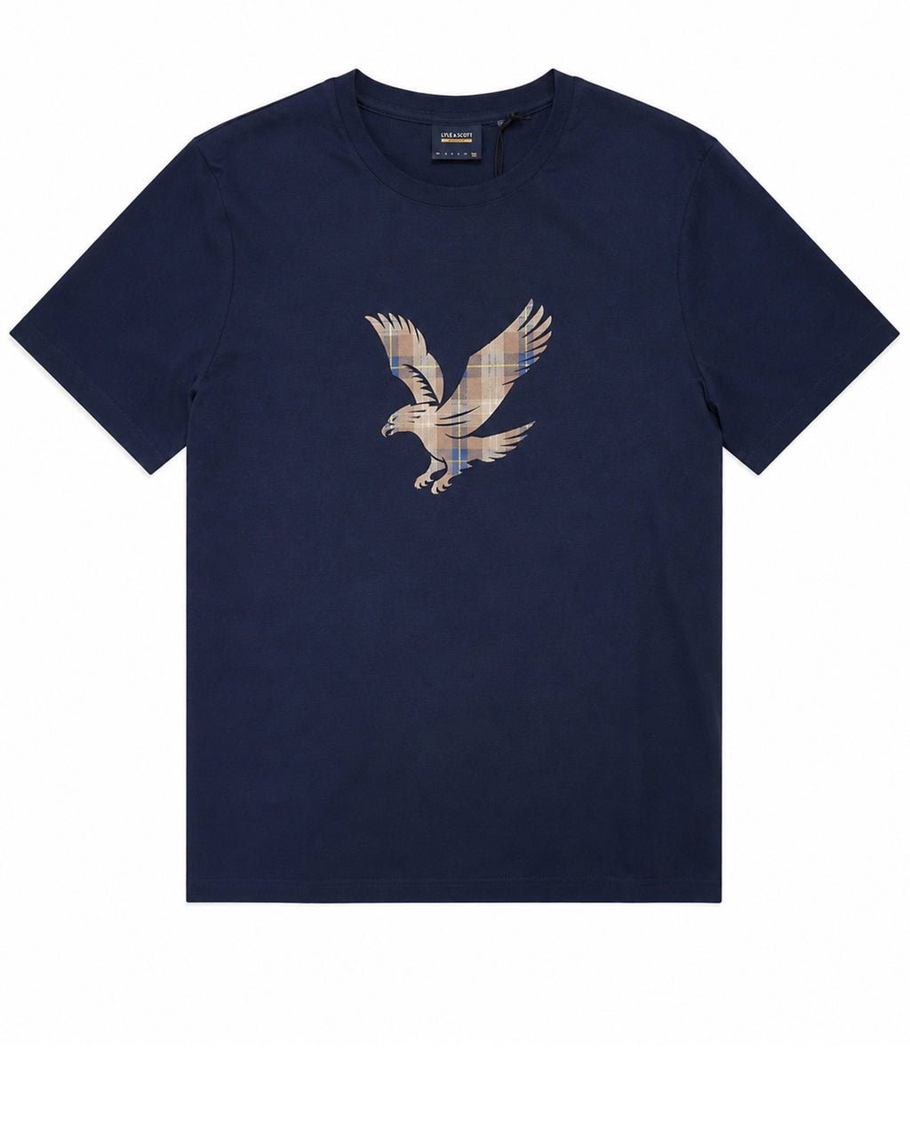 Lyle & Scott Archive Tartan eagle Heritage T shirt Navy brown