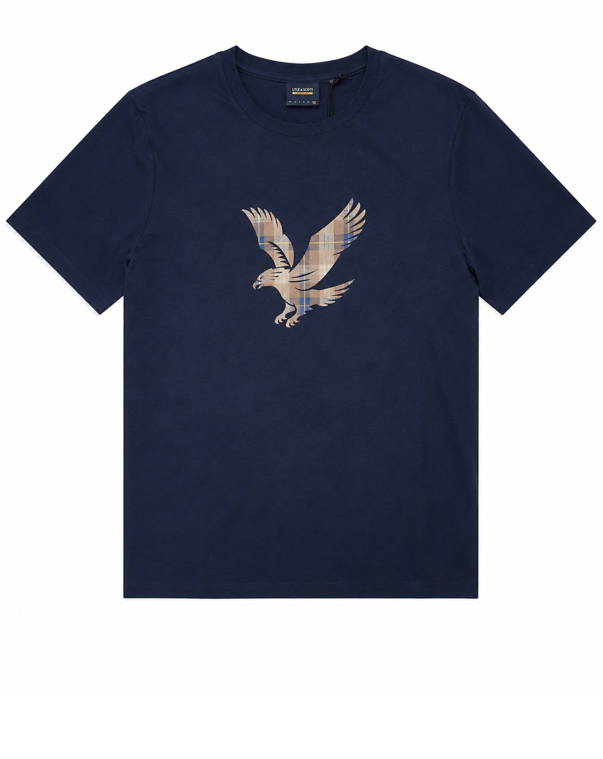 Lyle & Scott Archive Tartan eagle Heritage T shirt Navy brown