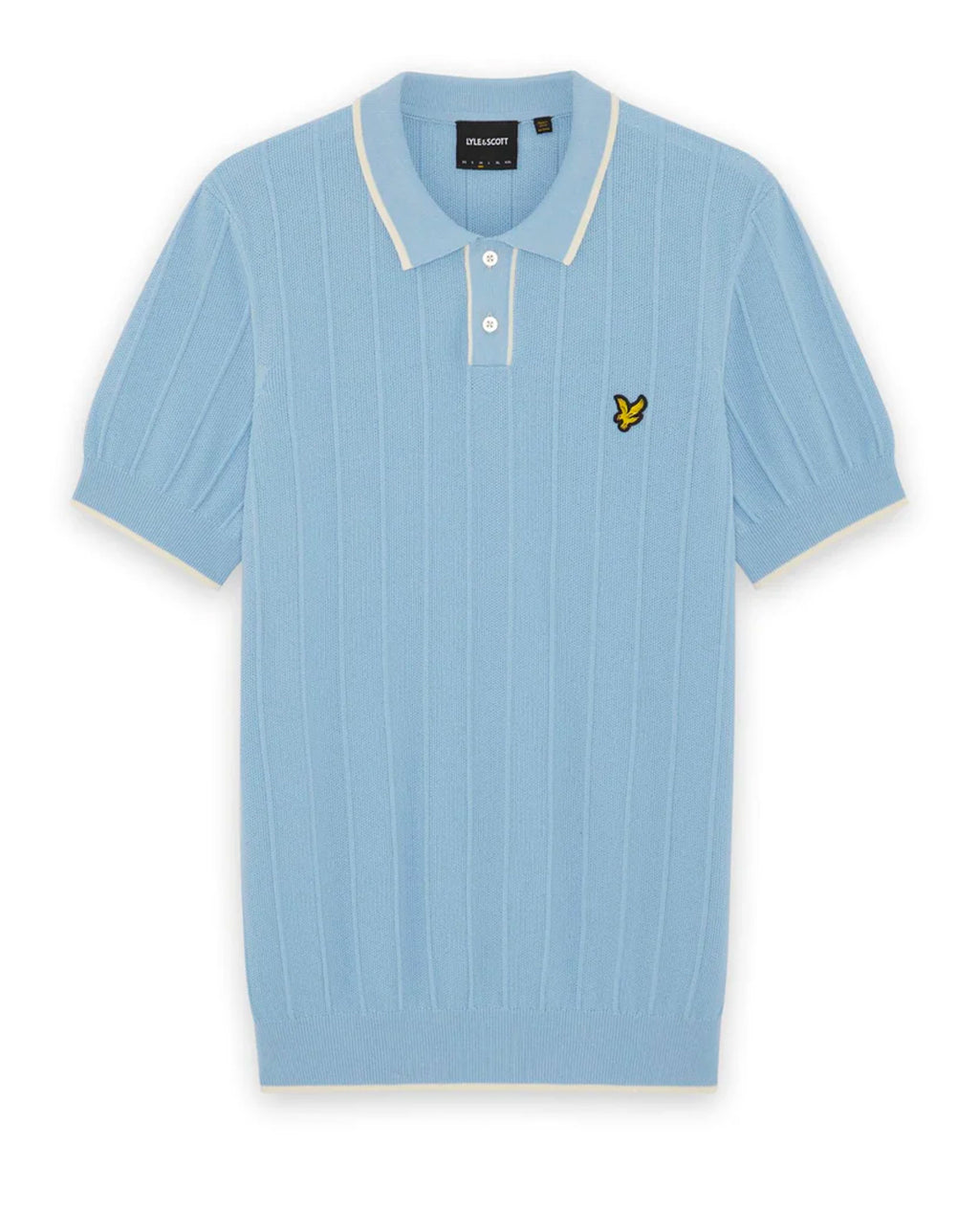 Lyle & Scott Tipped Pique Knitted Polo CHALK BLUE