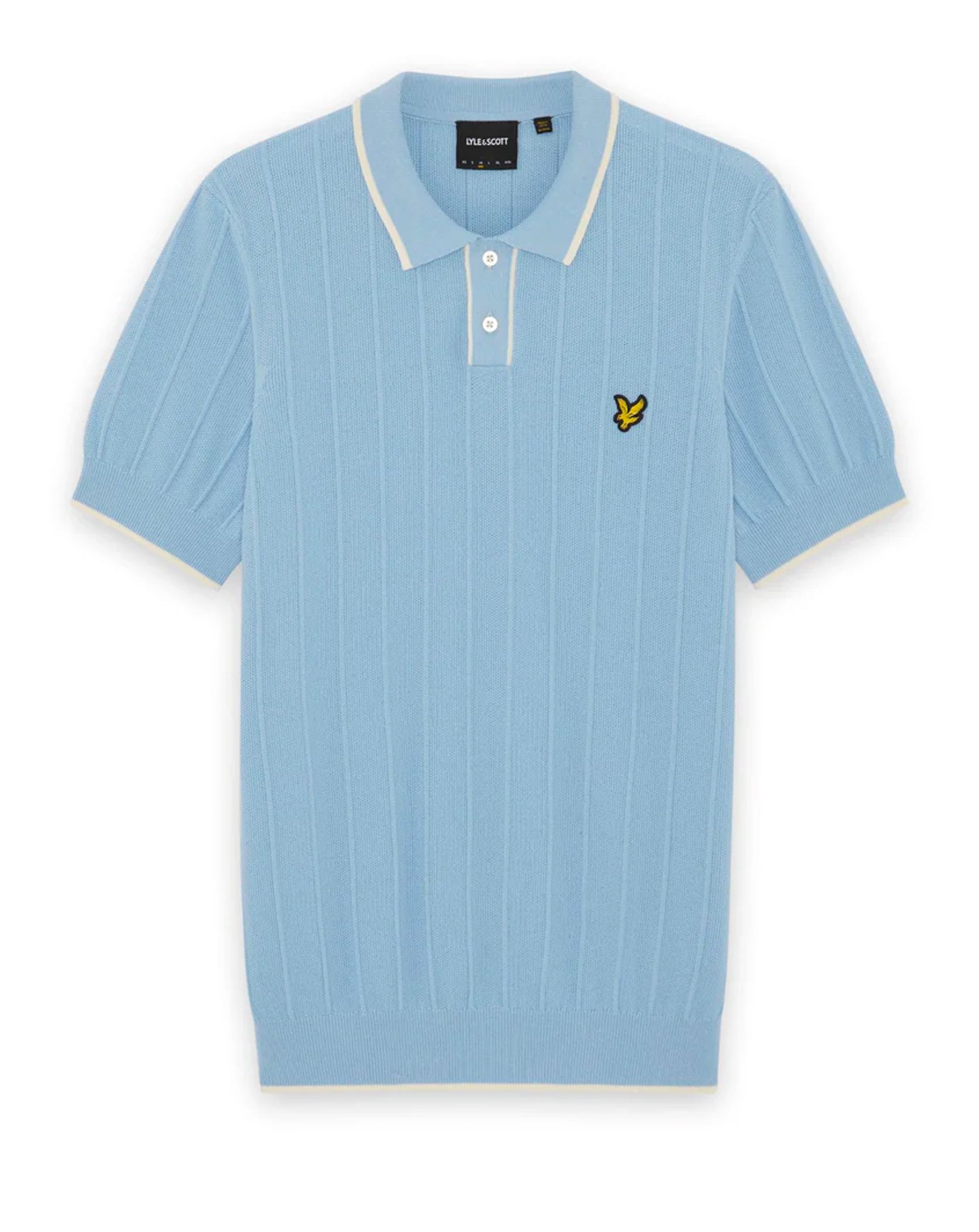 Lyle & Scott Tipped Pique Knitted Polo CHALK BLUE