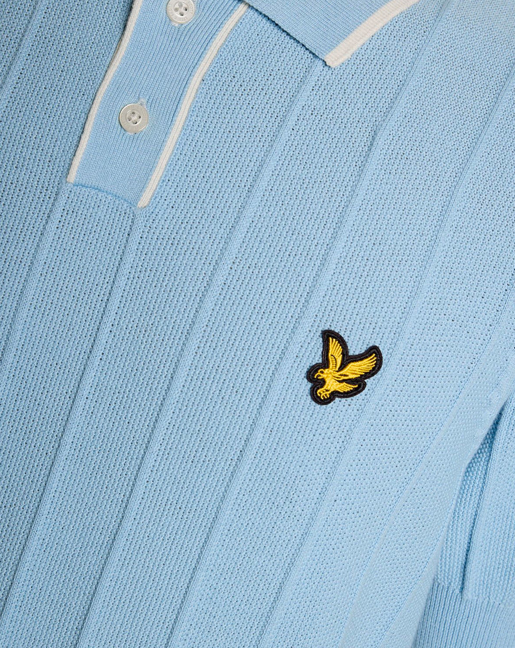 Lyle & Scott Tipped Pique Knitted Polo CHALK BLUE