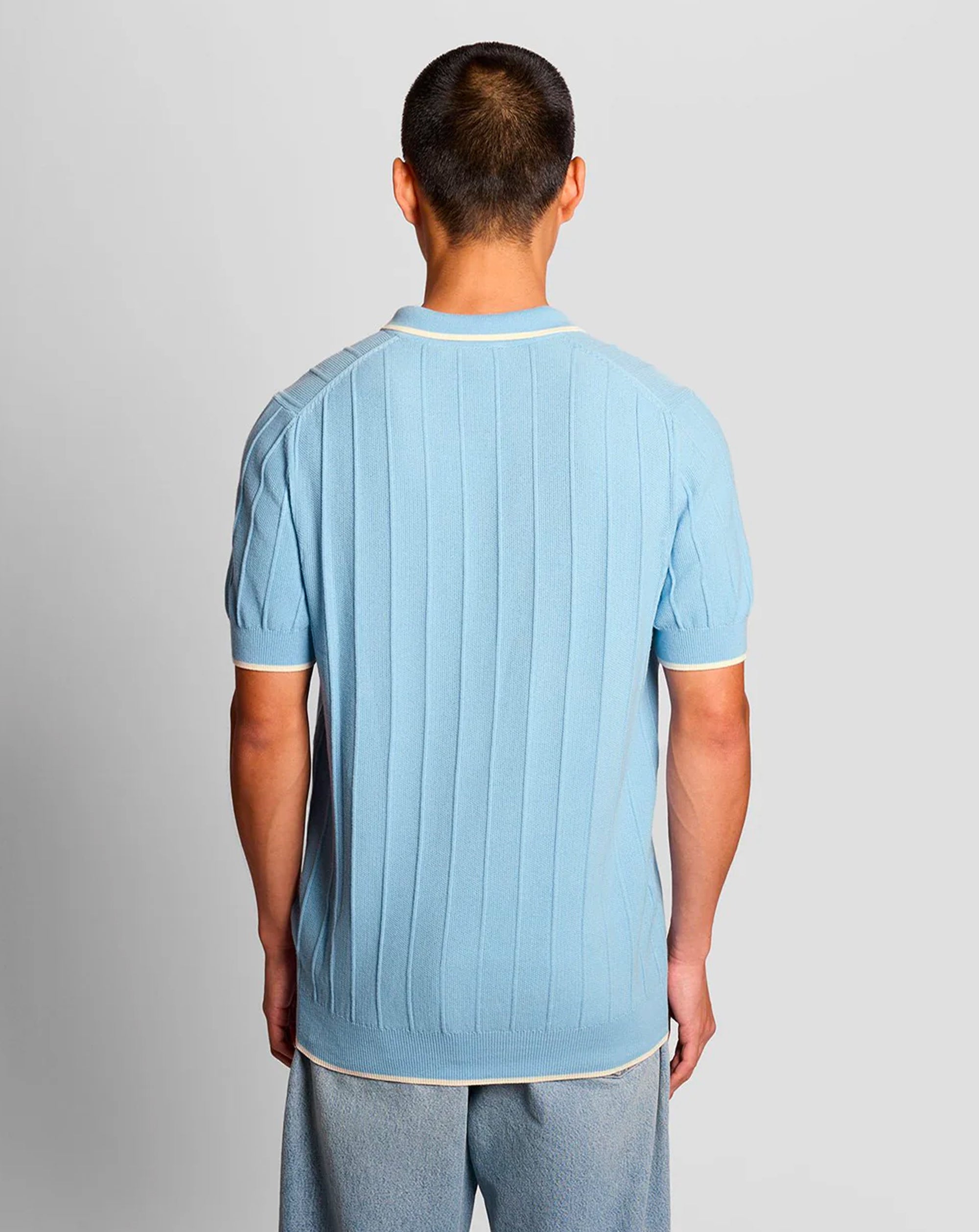 Lyle & Scott Tipped Pique Knitted Polo CHALK BLUE