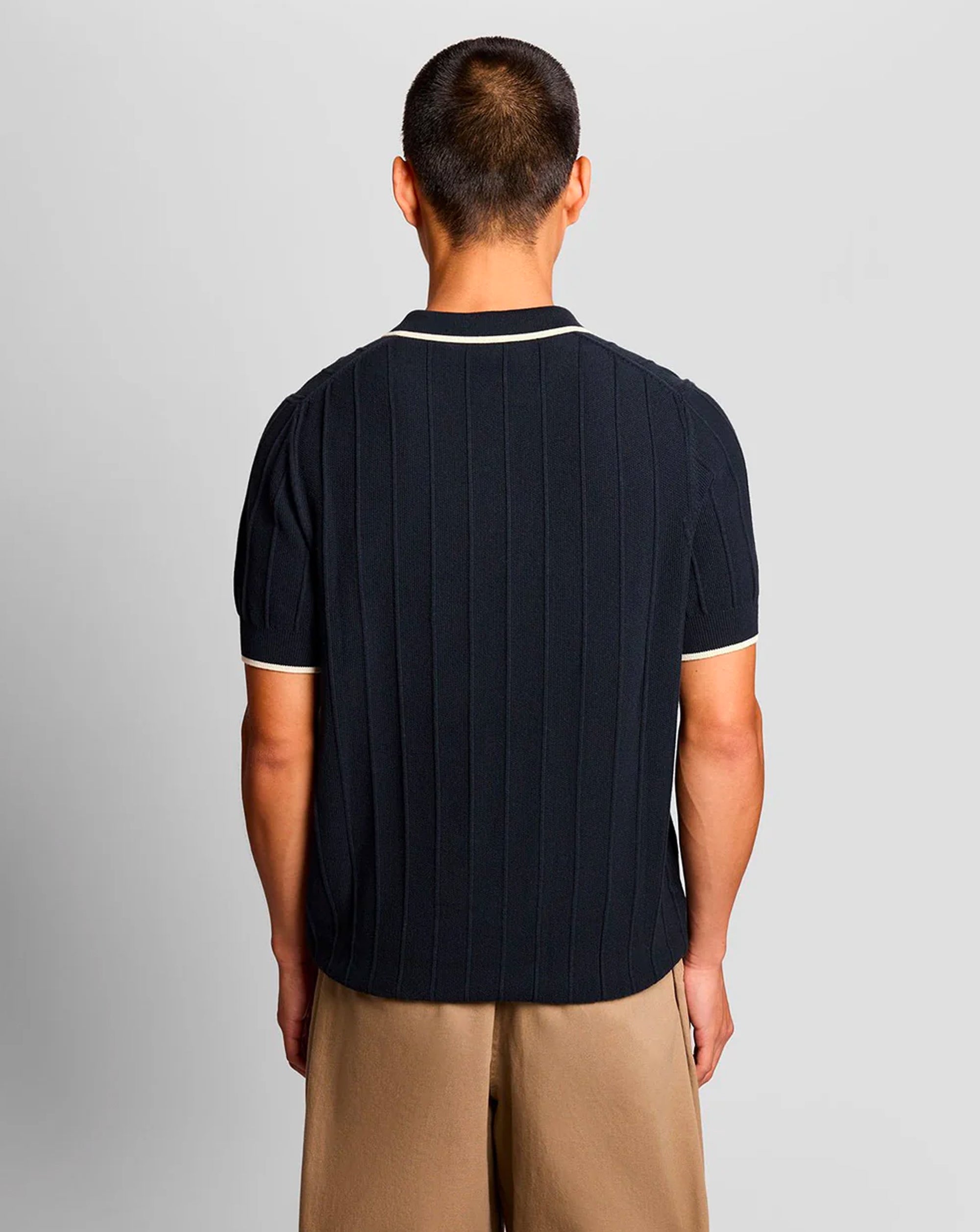 Lyle & Scott Tipped Pique Knitted Polo DARK NAVY