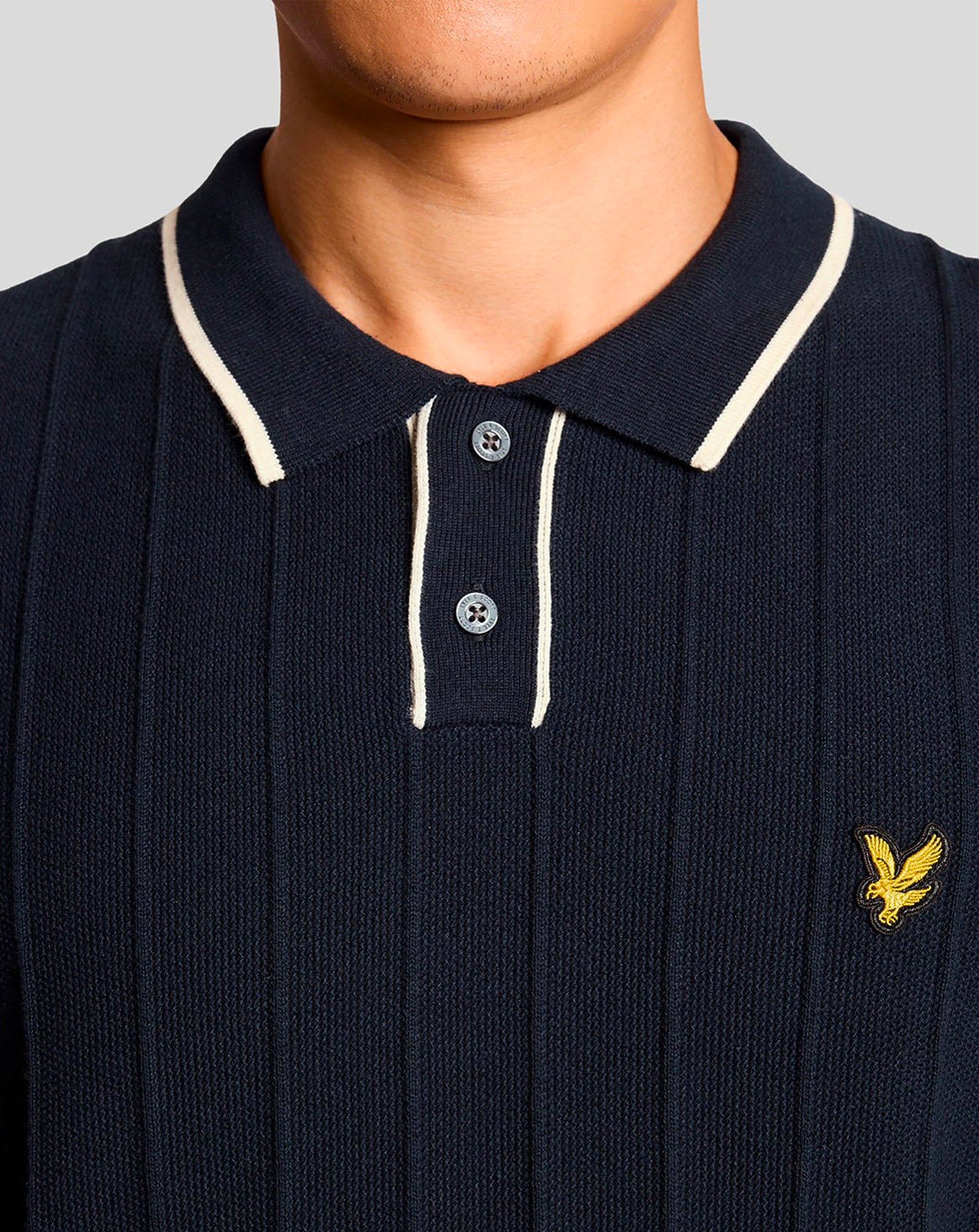Lyle & Scott Tipped Pique Knitted Polo DARK NAVY