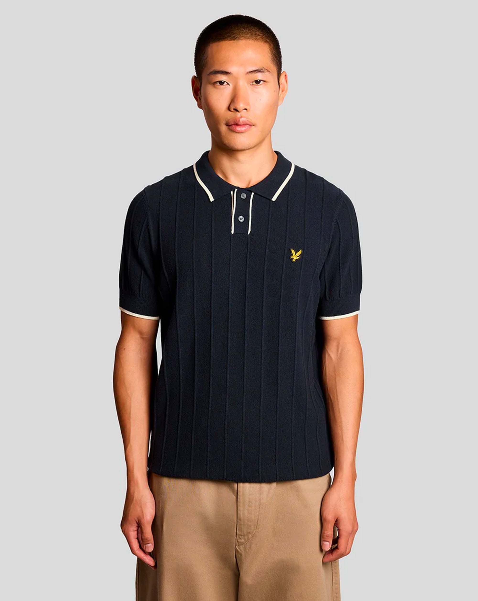 Lyle & Scott Tipped Pique Knitted Polo DARK NAVY