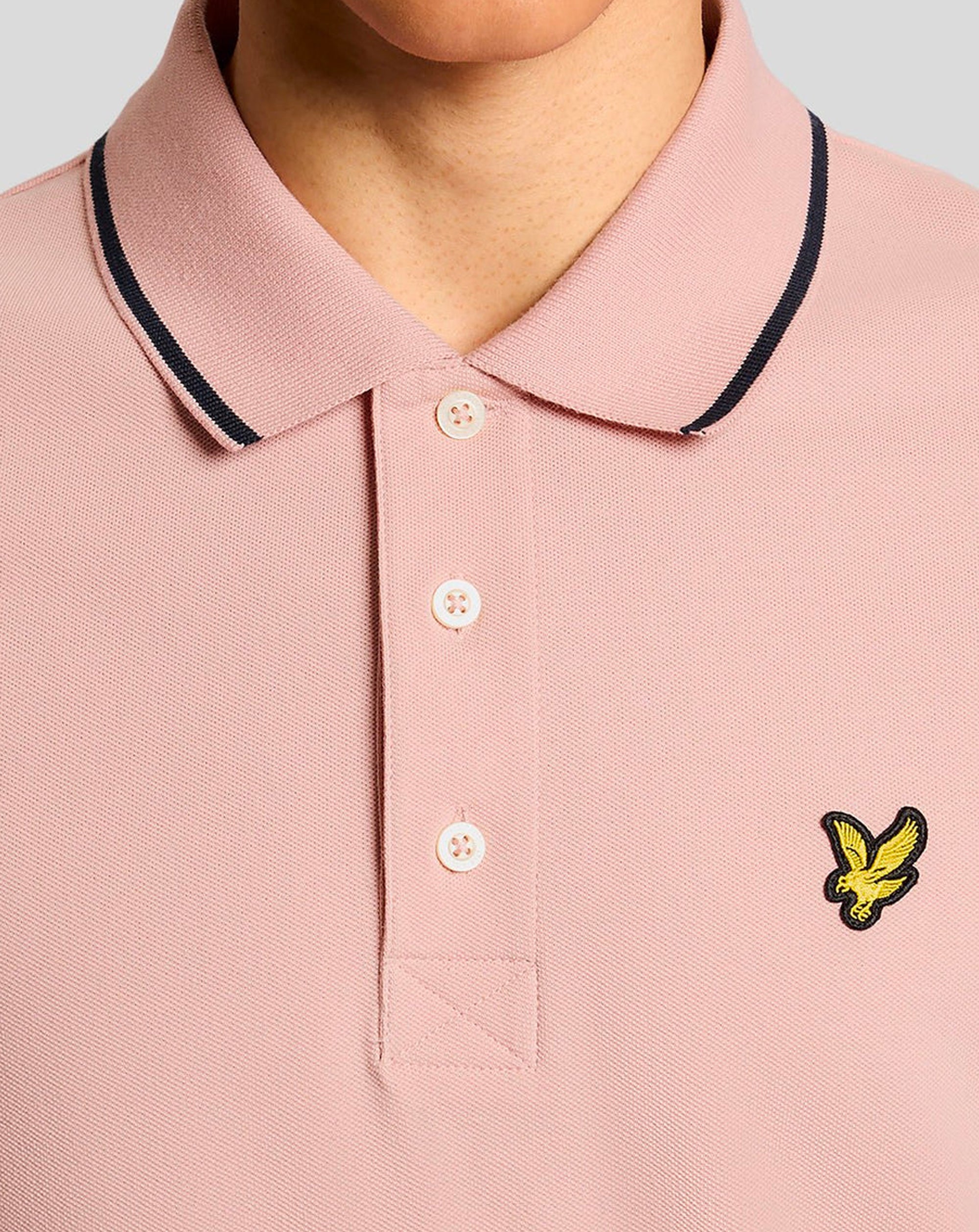 Lyle & Scott Tipped Polo Shirt Pink Grapefruit