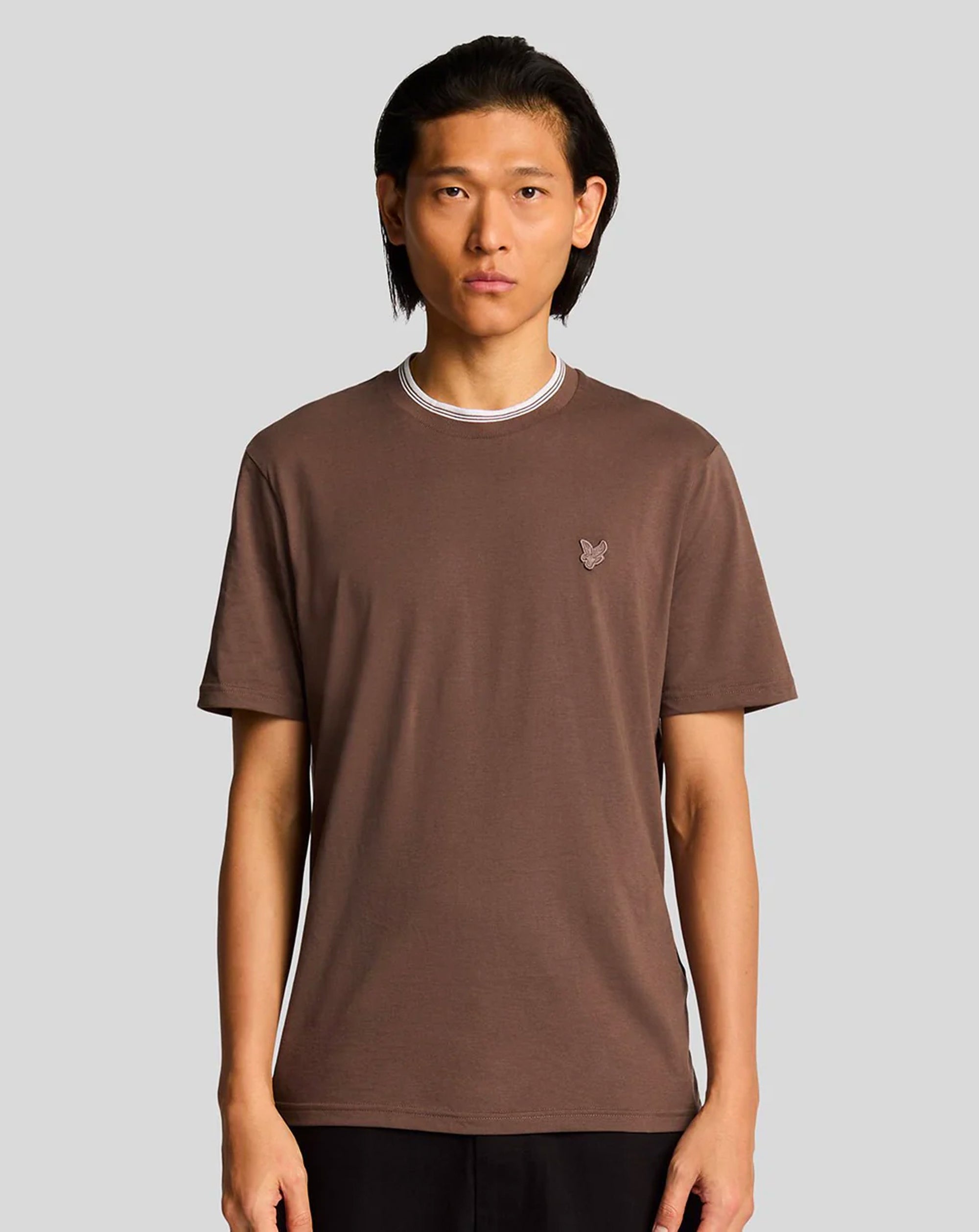 Lyle & Scott Tipped Superfine T Shirt Plum Truffle