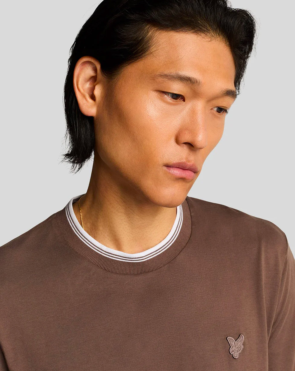 Lyle & Scott Tipped Superfine T Shirt Plum Truffle