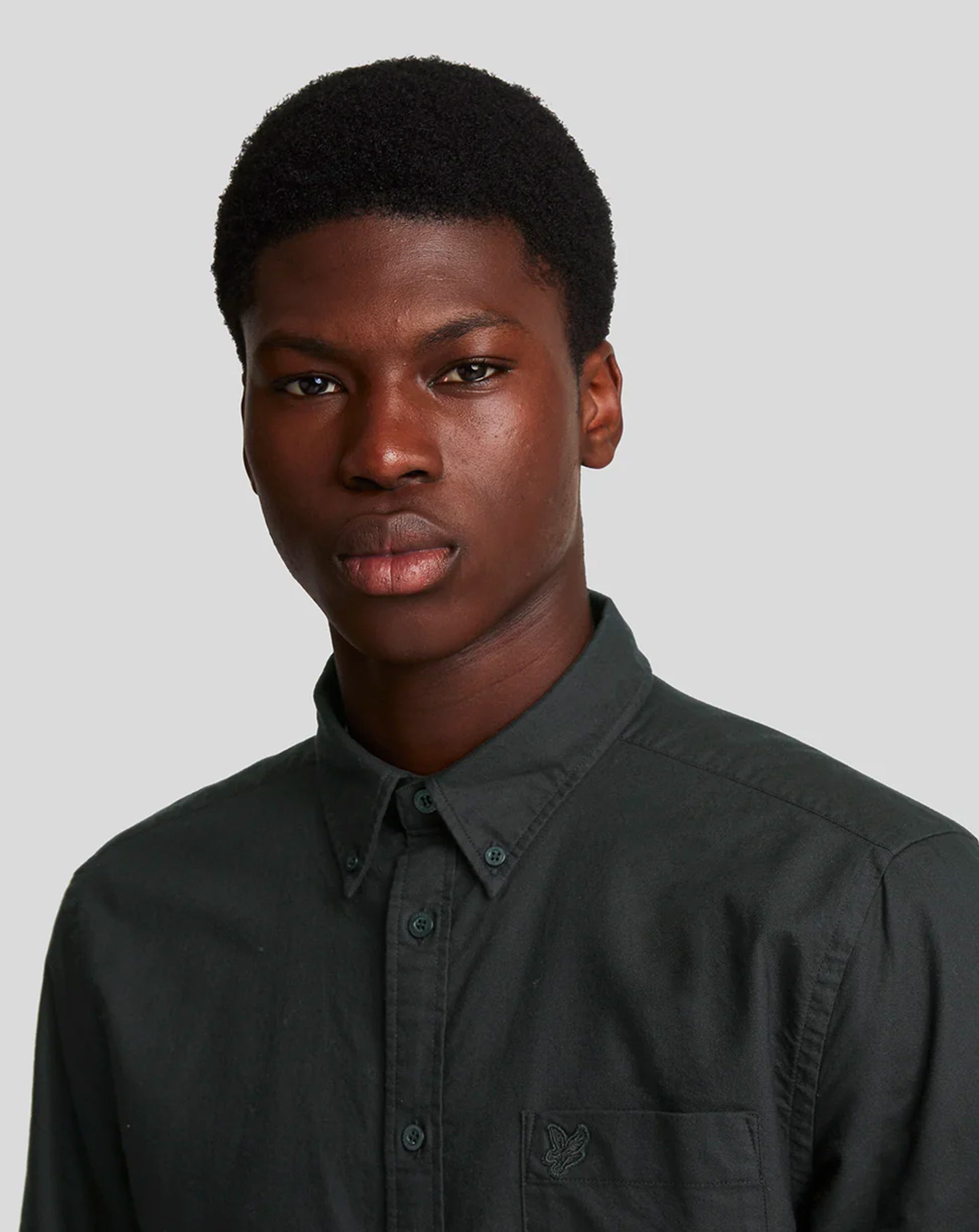 Lyle & Scott Tonal Eagle Plain Oxford Shirt Jet Black