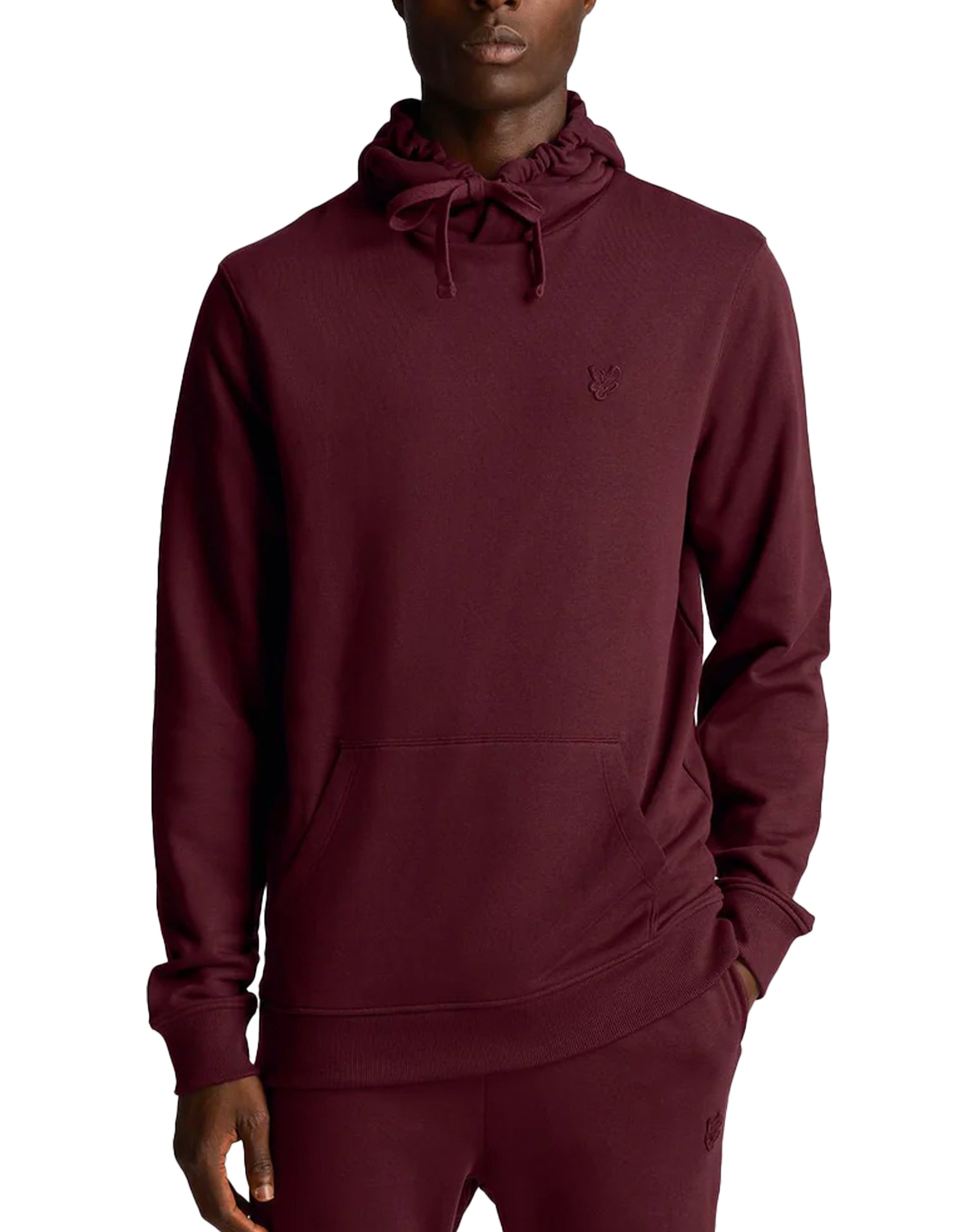 Lyle & Scott Tonal Eagle Pullover Hoodie Burgundy