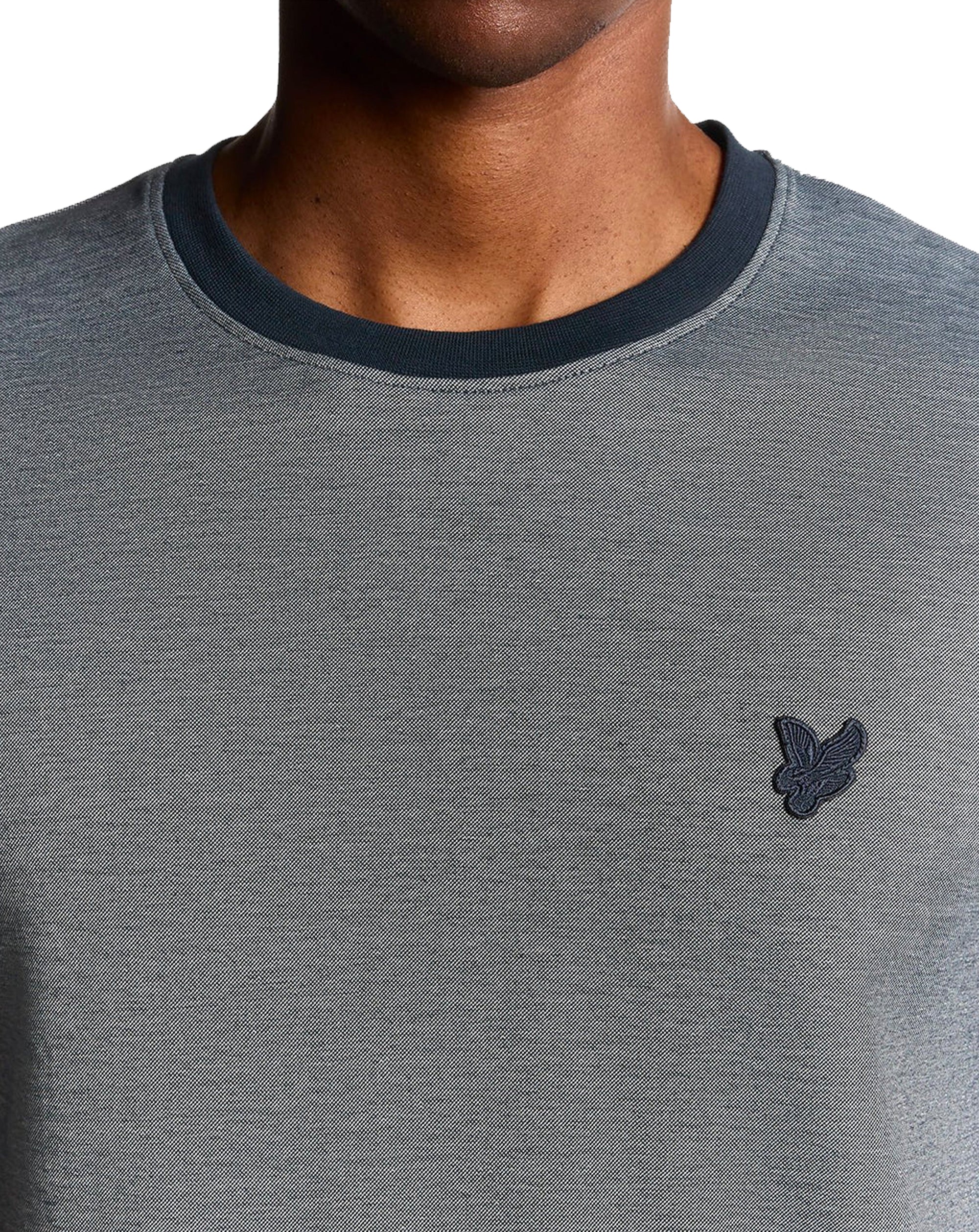 Lyle & Scott Two Tone Pique T-Shirt Chambray Blue