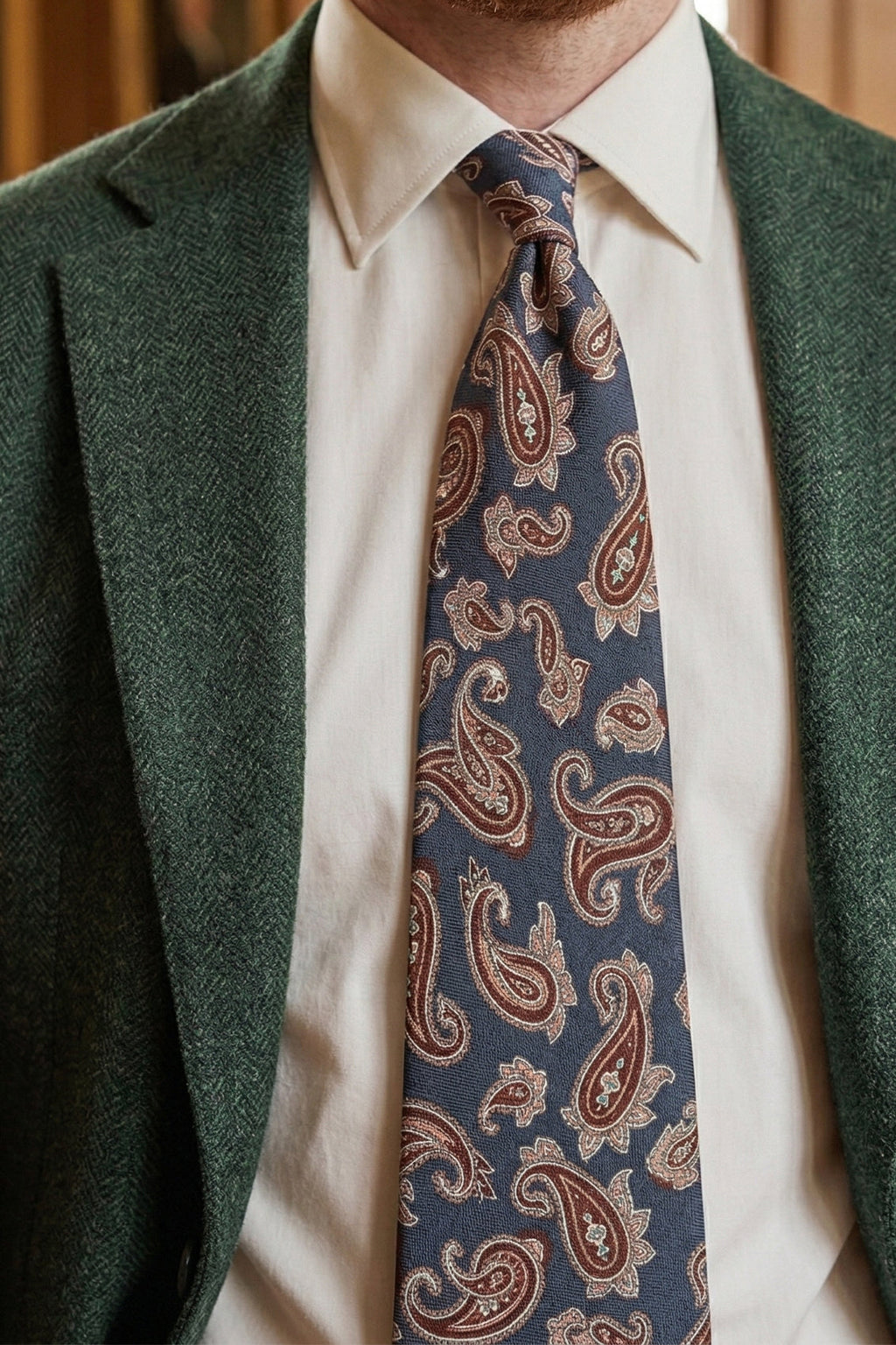 Navy Paisley Silk Tie