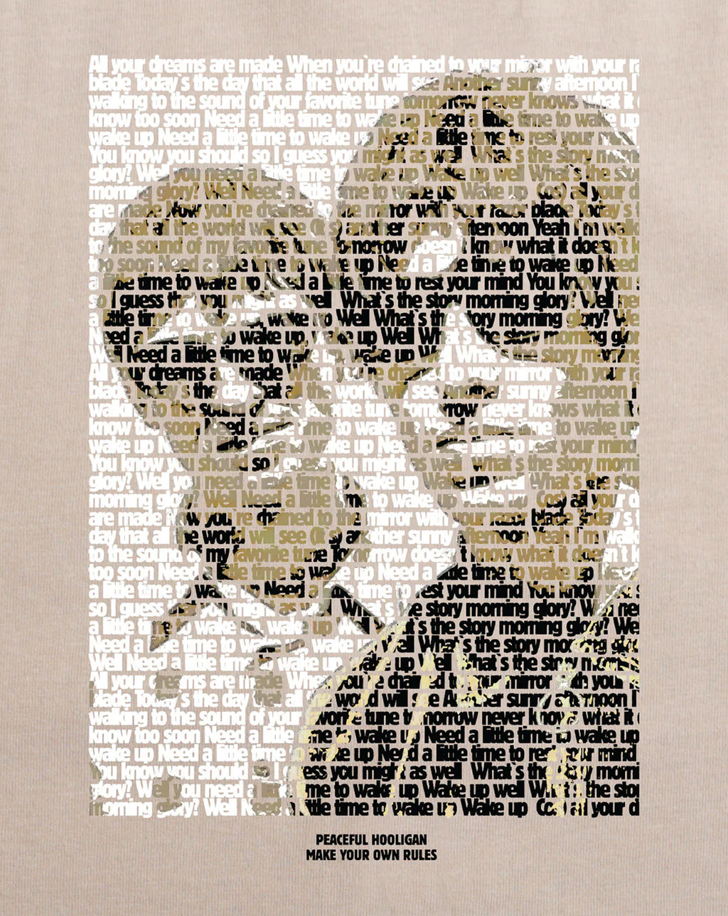 Peaceful Hooligan Oasis Brothers T Shirt Stone