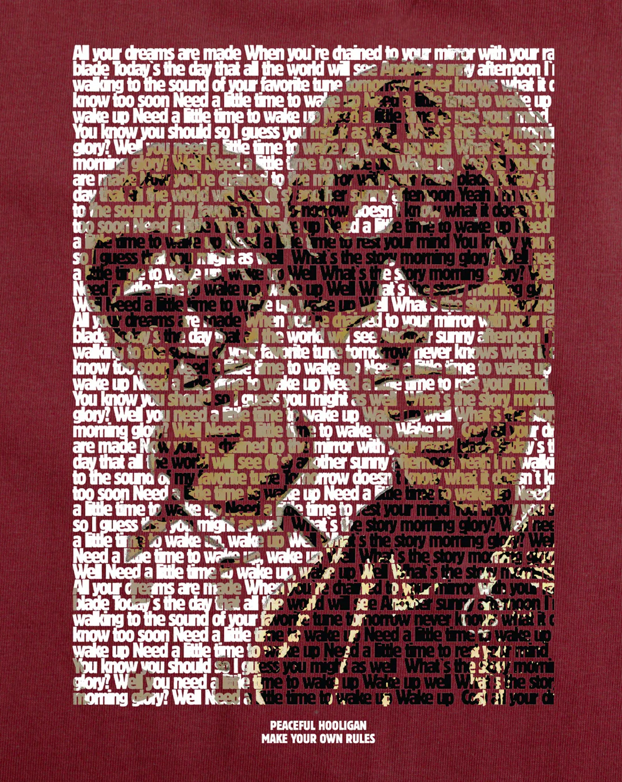 Peaceful Hooligan Oasis Brothers T Shirt Dark Red