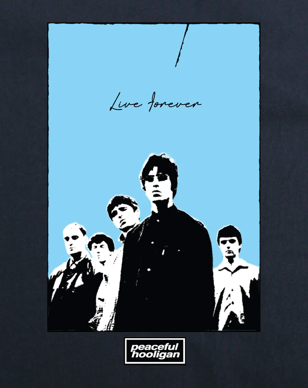 Peaceful Hooligan Oasis Live Forever T Shirt Navy
