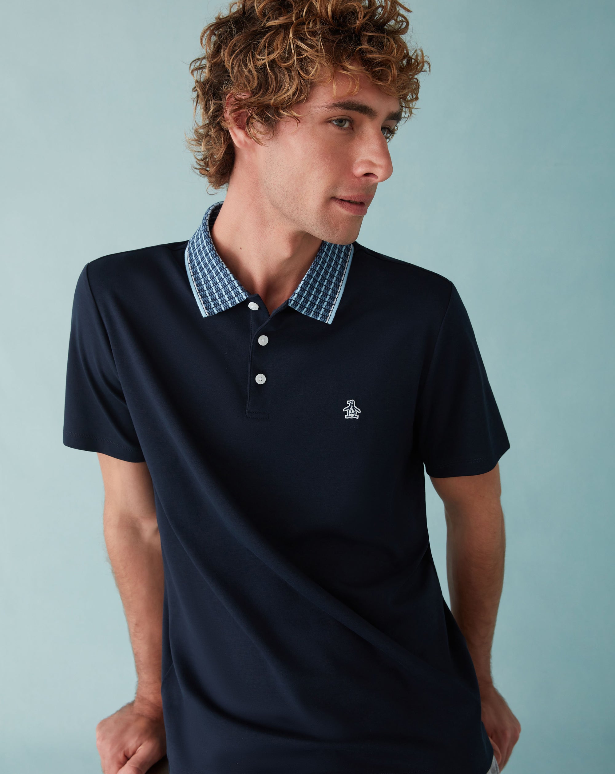 Penguin Jacquard collar Polo Shirt DARK SAPPHIRE