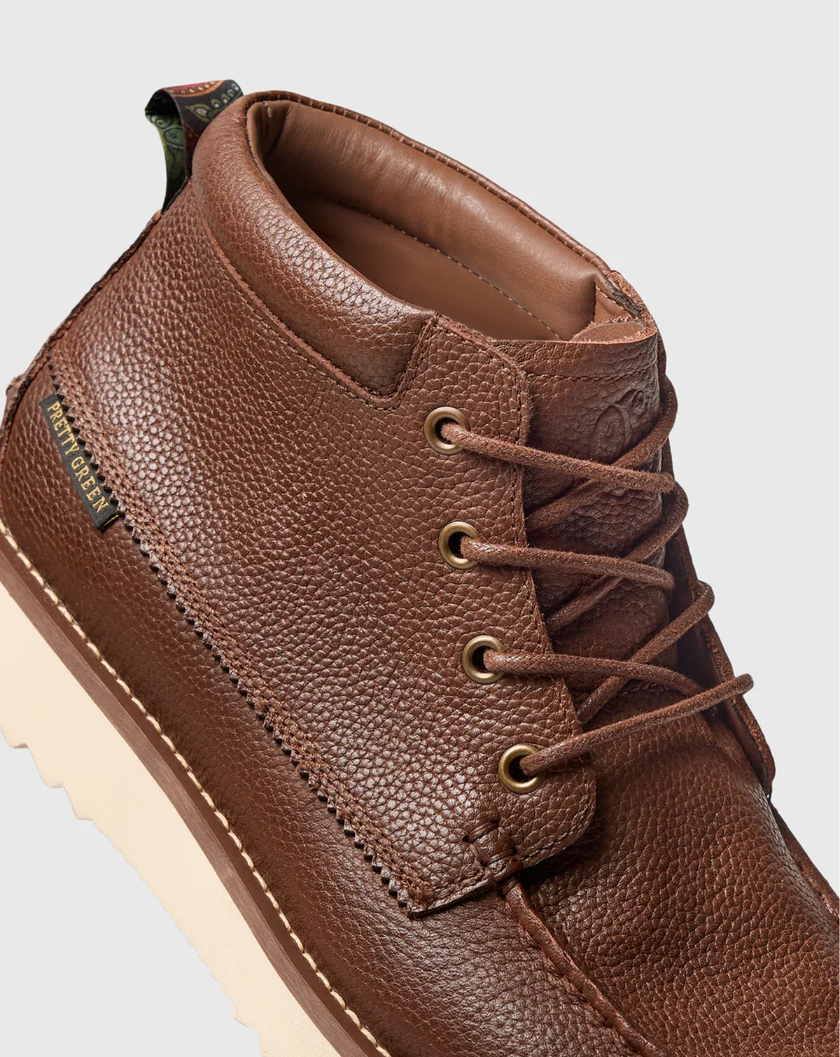Pretty Green Ashby Boot Tumbled Leather TAN