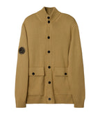 Pretty Green Funnel Neck Knitted Jacket CAMEL