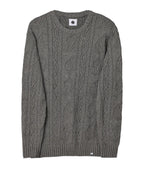 Pretty Green Marylebone Paisley Cable Knit Jumper GREY