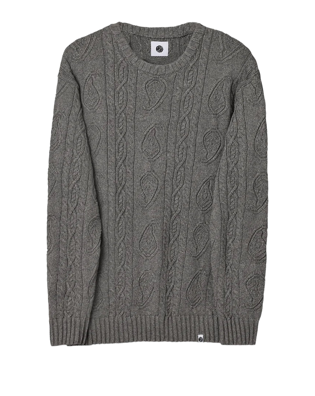 Pretty Green Marylebone Paisley Cable Knit Jumper GREY