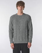 Pretty Green Marylebone Paisley Cable Knit Jumper GREY
