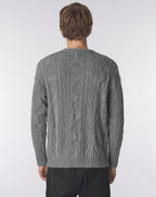 Pretty Green Marylebone Paisley Cable Knit Jumper GREY