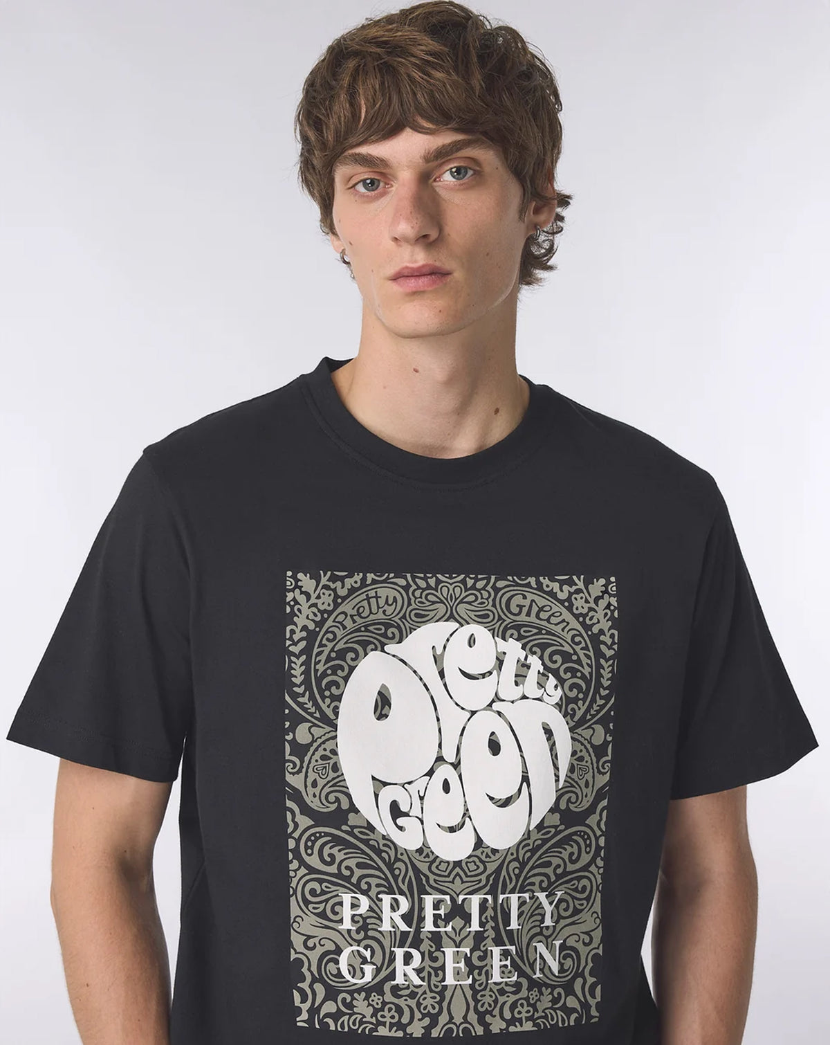 Pretty Green Rave On Box Logo T Shirt BLACK