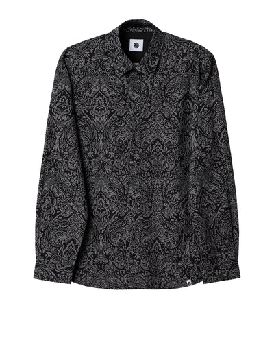 Pretty Green Rave on Linear Paisley Shirt BLACK