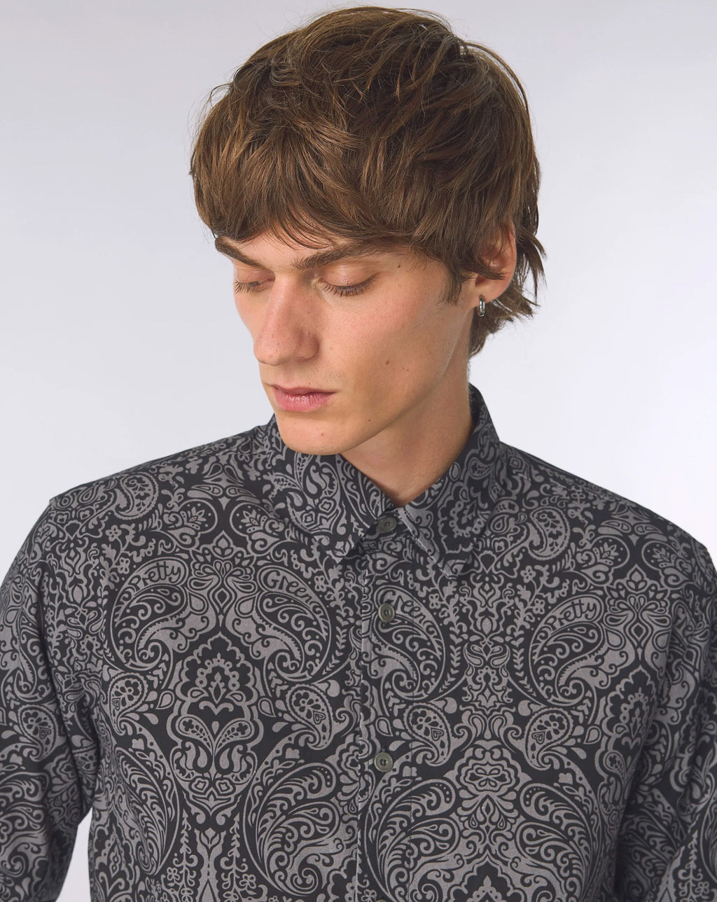 Pretty Green Rave on Linear Paisley Shirt BLACK