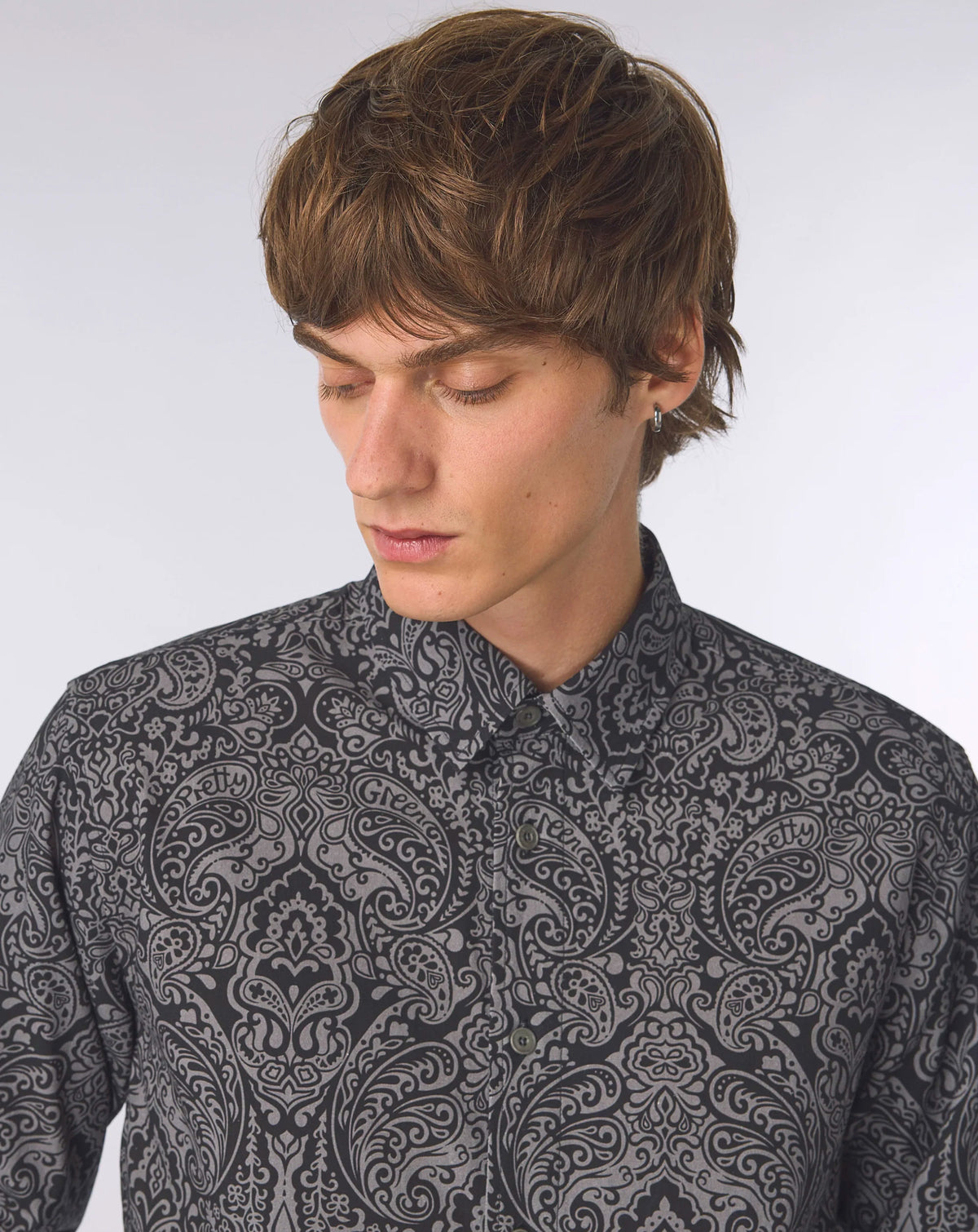 Pretty Green Rave on Linear Paisley Shirt BLACK