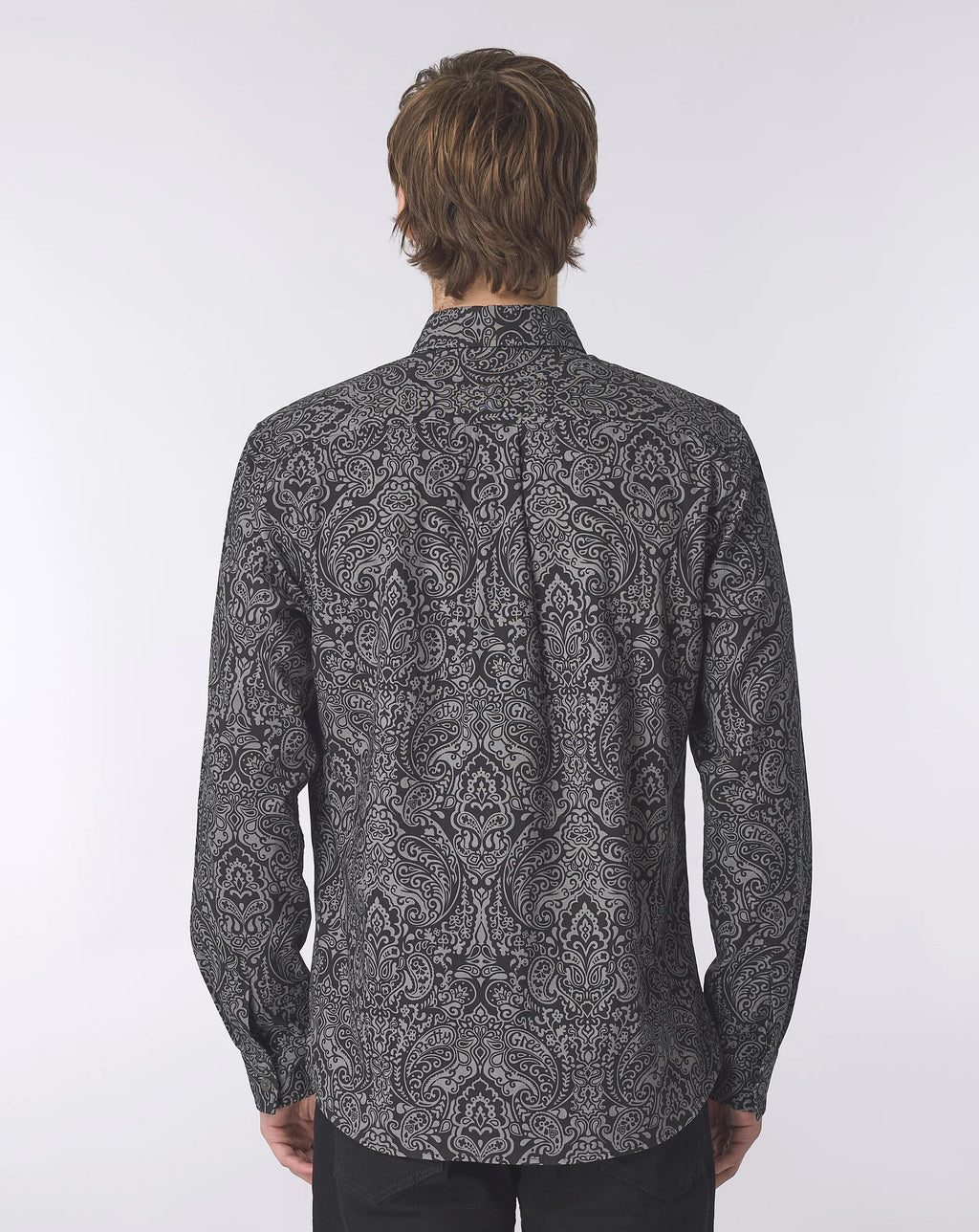 Pretty Green Rave on Linear Paisley Shirt BLACK