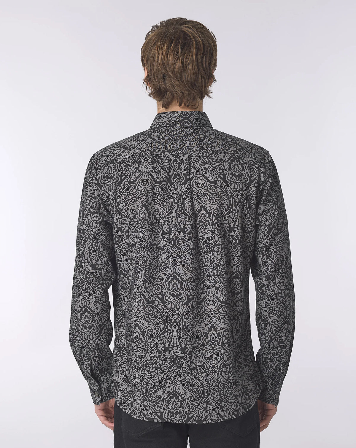 Pretty Green Rave on Linear Paisley Shirt BLACK