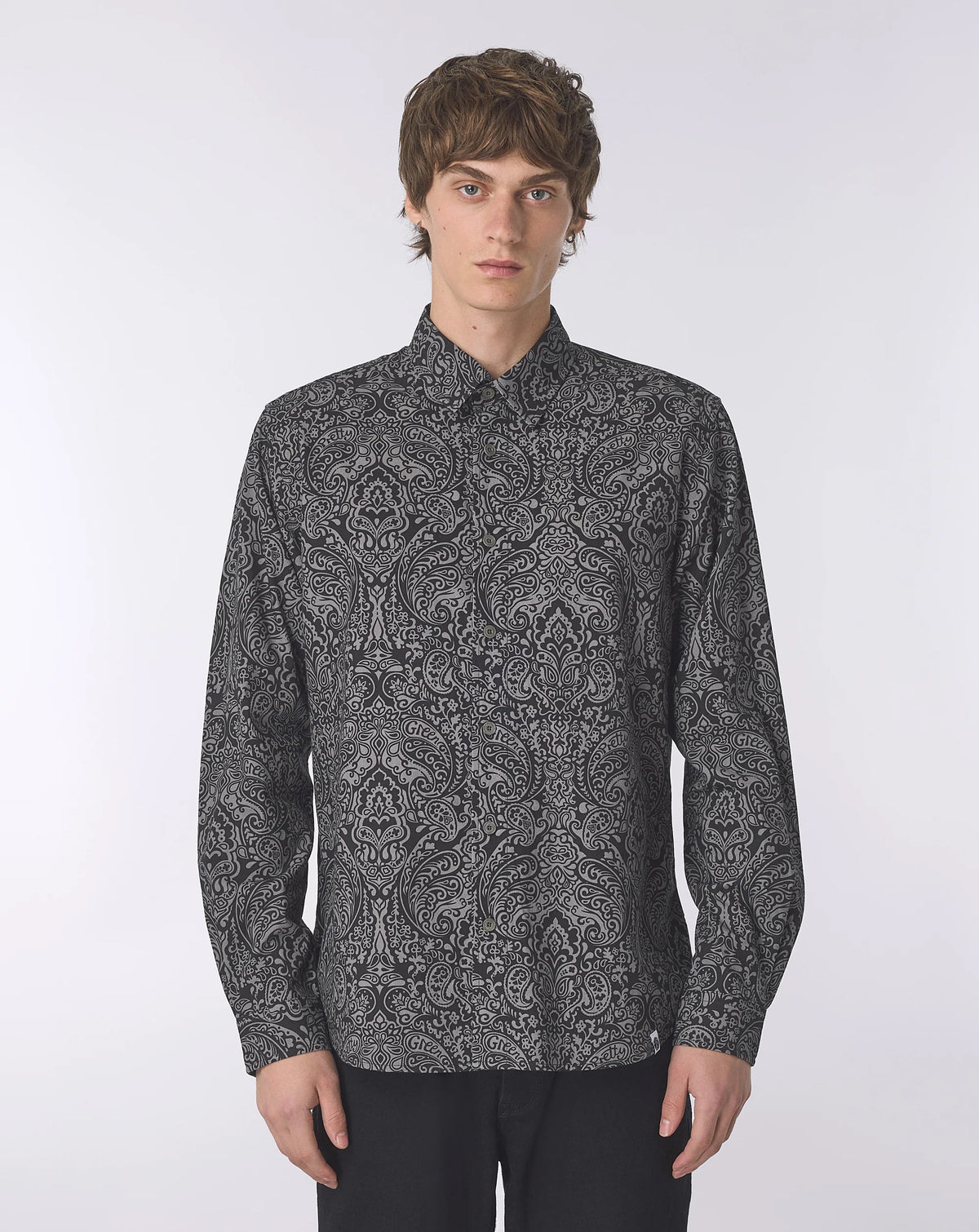 Pretty Green Rave on Linear Paisley Shirt BLACK