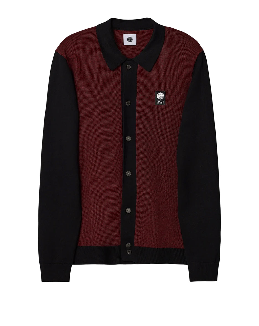 Pretty Green Roxy Long Sleeve Knit Shirt BLACK