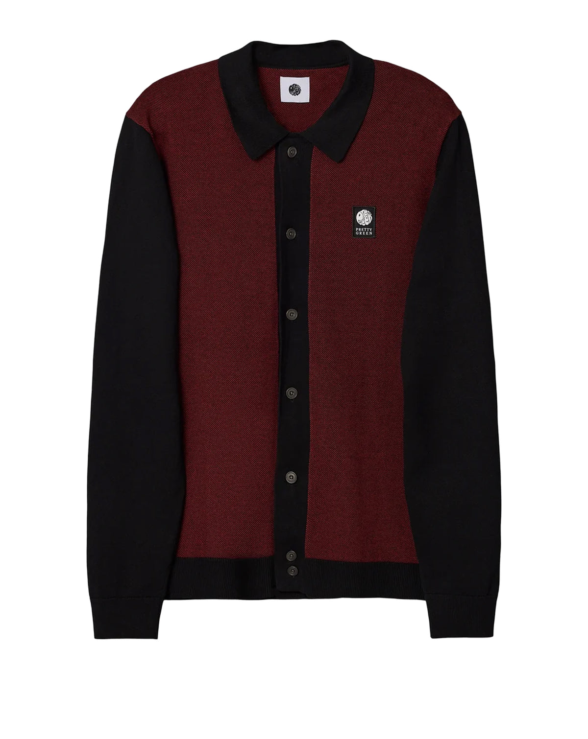 Pretty Green Roxy Long Sleeve Knit Shirt BLACK