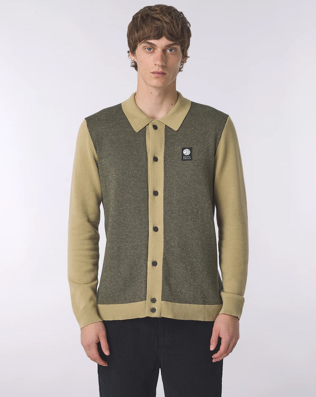 Pretty Green Roxy Long Sleeve Knit Shirt CAMEL