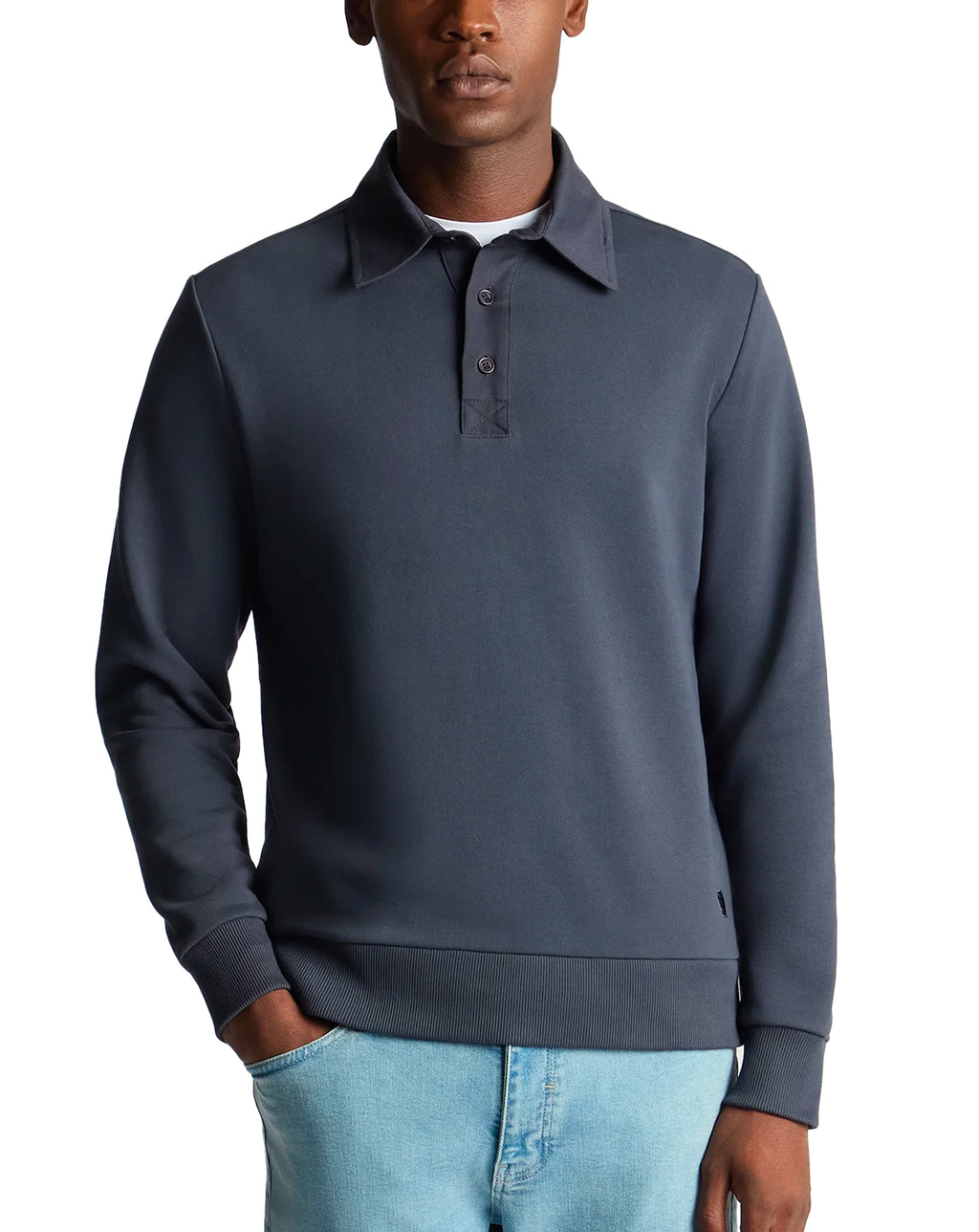 Remus Uomo Long Sleeve Polo Shirt Navy